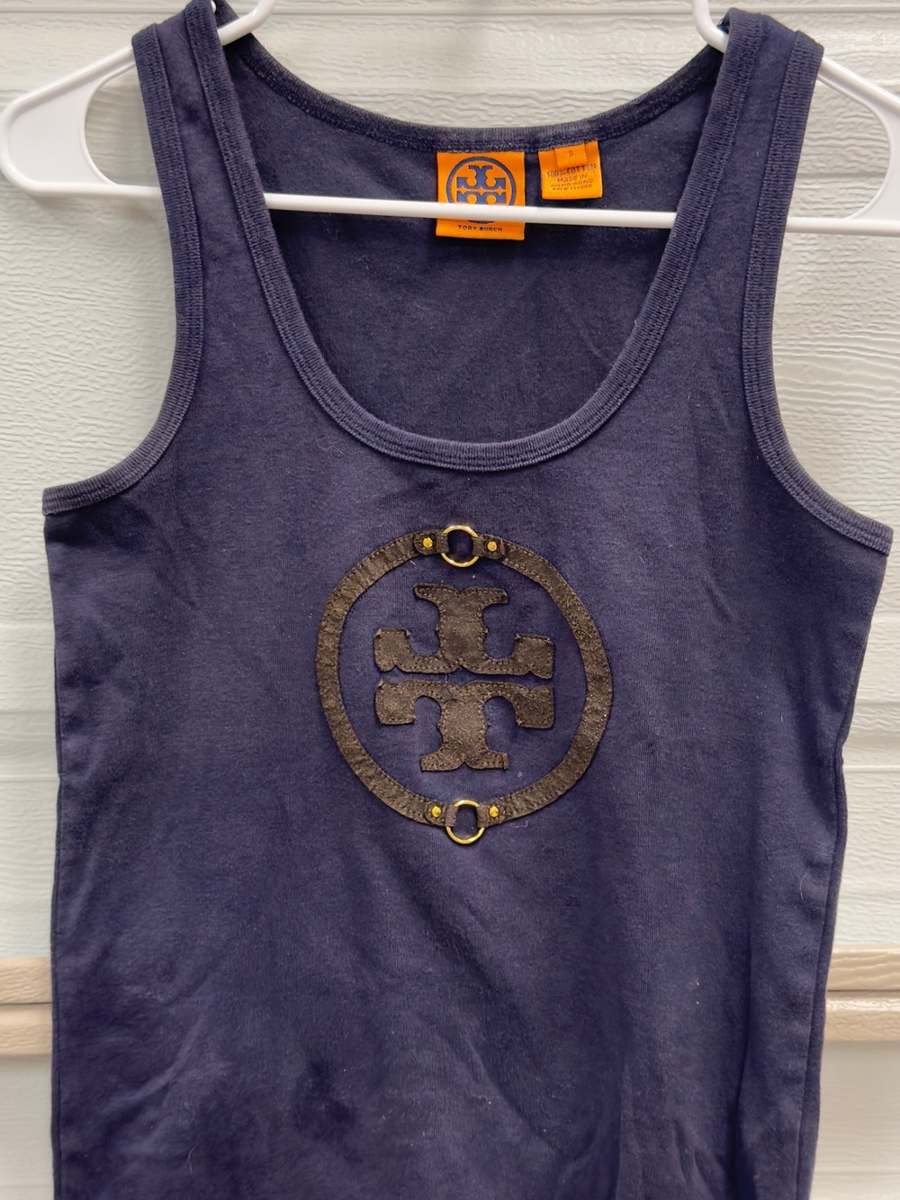 Tory Burch Navy Tank with Metallic Logo Detail